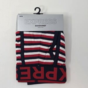 NWT EXPRESS Men's Stretch Cotton Boxer Brief Underwear Logo Waist ~ M Medium